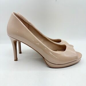 CL by Laundry Maca Nude Patent Peep Toe Platform Pumps Heels Womens 9.5M